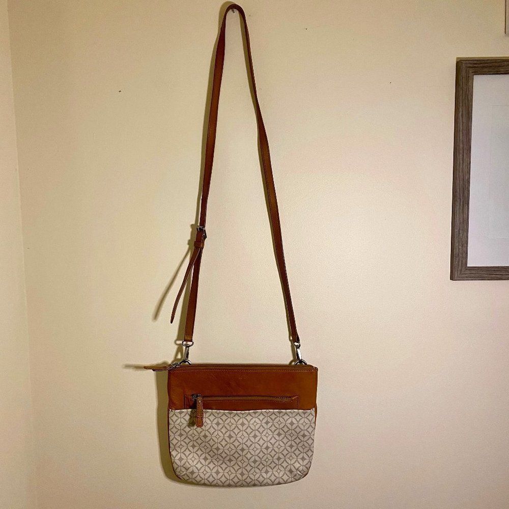 - Fossil Geometric Print Coated Canvas And Leathe… - image 1